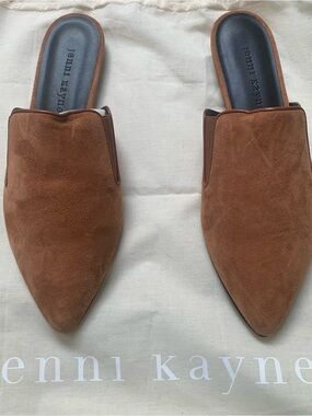 Jenni Kayne Chestnut Suede Pointed Slip-On Mules